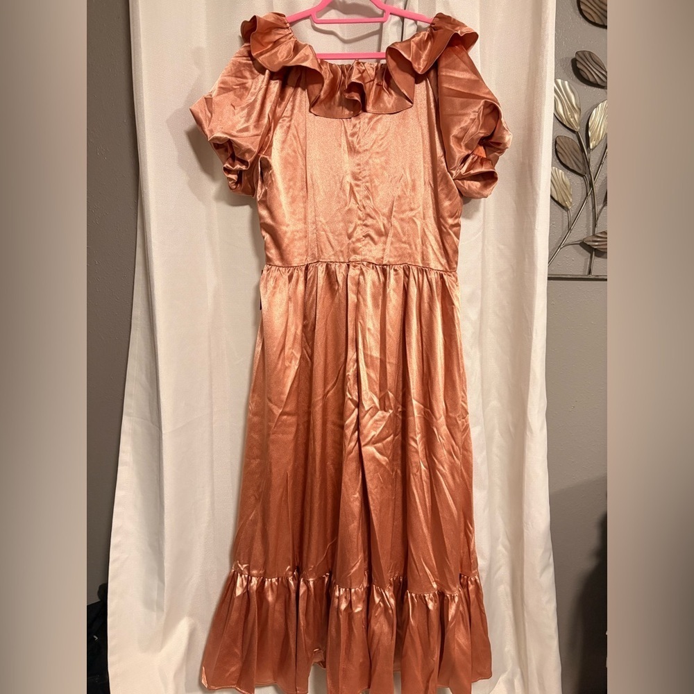 NWT Ivy City Co Apricot Crush Satin Dress - Picture 5 of 6